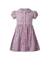 Rachel Riley Girls' Purple Floral Button Front Dress - Little Kid, Big Kid In Animal Print