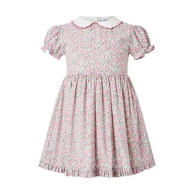 Rachel Riley Girls' Scalloped Collar Floral Dress - Little Kid, Big Kid In Pink