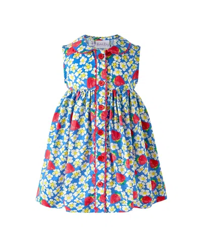Rachel Riley Girls' Strawberry Button-front Dress And Bloomers - Baby In Multi
