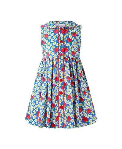 Rachel Riley Girls' Strawberry Button-front Dress - Little Kid, Big Kid In Multi