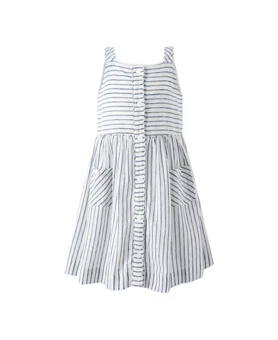 Rachel Riley Kids'  Stripe Button Front Sundress In Gray