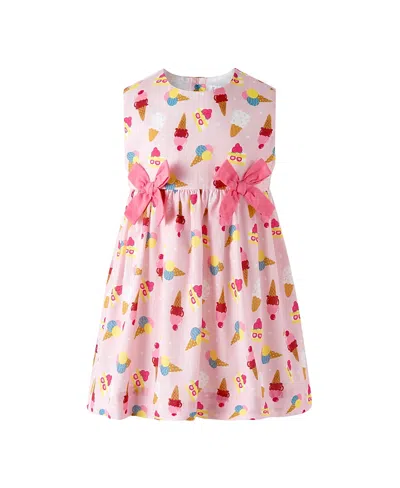 Rachel Riley Girls' Summer Treats Bow Dress And Bloomers - Baby In Pink