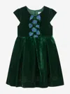 Rachel Riley Girls Tartan Bow Velvet Dress In Green