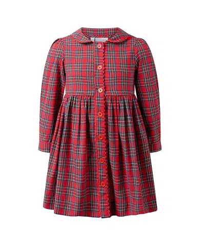 Rachel Riley Girls' Tartan Button-front Dress - Little Kid, Big Kid In Red