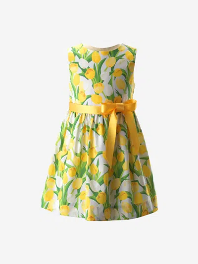 Rachel Riley Babies' Girls Tulip Sash Dress In Yellow