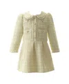 Rachel Riley Tweed Dress In Beige
