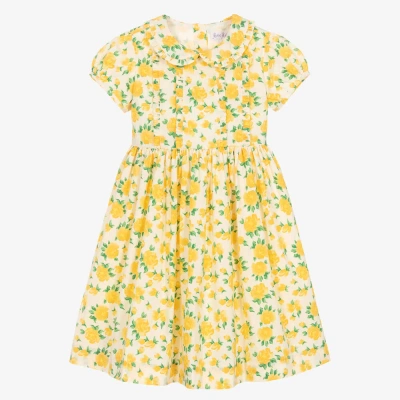 Rachel Riley Kids' Girls Yellow Floral Cotton Dress