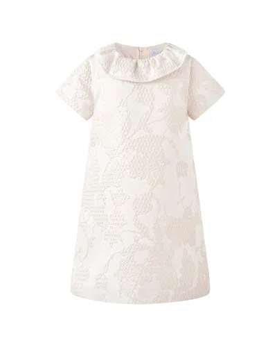 Rachel Riley Gold Damask Shift Dress In White