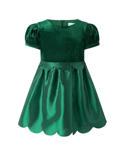 Rachel Riley Green Taffeta Scalloped Dress