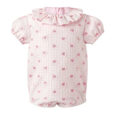 Rachel Riley Babies'  Heart Check Damask Bubble In Pink