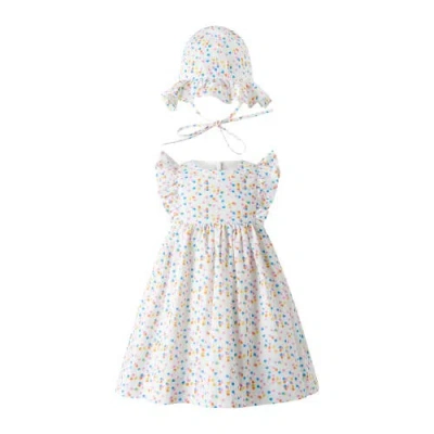 Rachel Riley Babies'  Heart Confetti Sundress & Hat In White