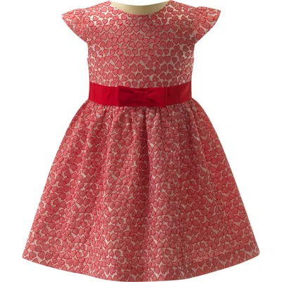 Rachel Riley Kids'  Heart Damask Dress In Red