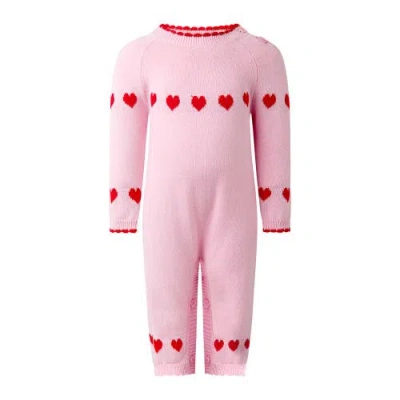 Rachel Riley Babies'  Heart Intarsia Playsuit In Pink