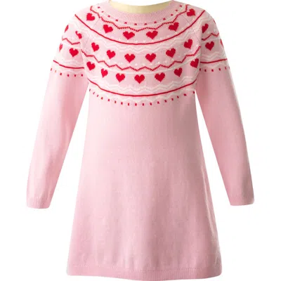 Rachel Riley Kids'  Heart Knit Dress In Pink