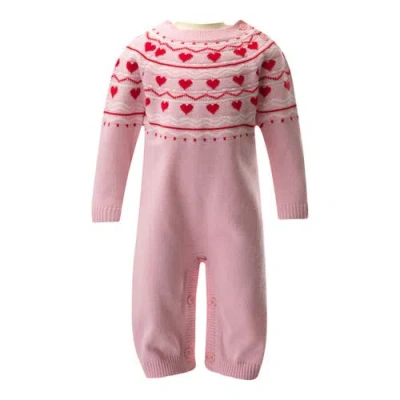 Rachel Riley Babies'  Heart Knit Playsuit In Pink