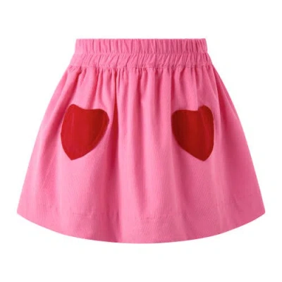 Rachel Riley Kids'  Heart Pocket Babycord Skirt In Pink