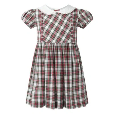 Rachel Riley Kids'  Ivory Tartan Frill Front Dress In Multi