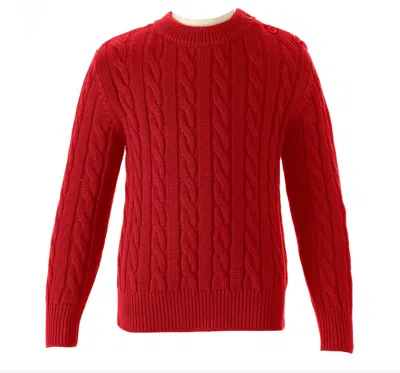 Rachel Riley Kids Cable Knit Sweater In Red In Brown