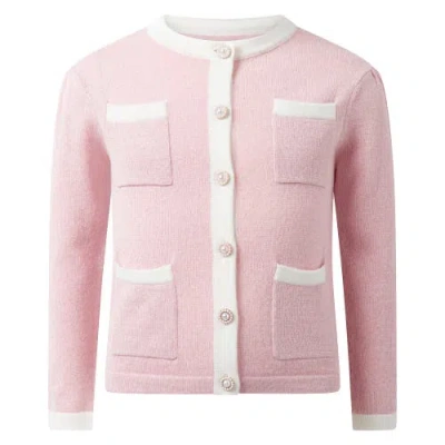 Rachel Riley Kids'  Knit Cardigan With Pockets In Pink