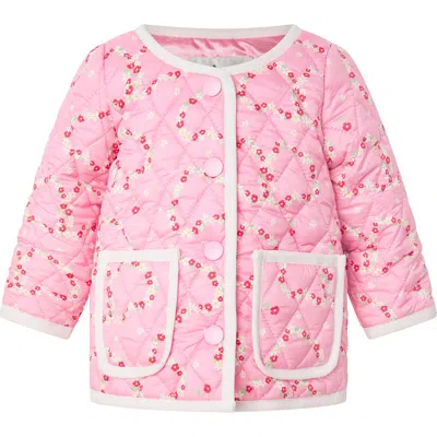 Rachel Riley Babies'  Mini Daisy Bias Trim Jacket In Pink