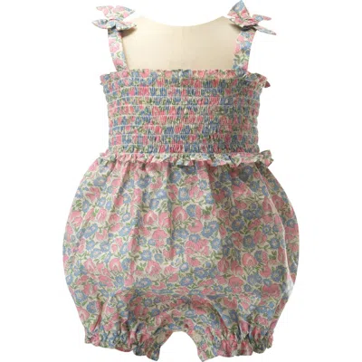 Rachel Riley Babies'  Pastel Floral Smocked Bubble In Pink