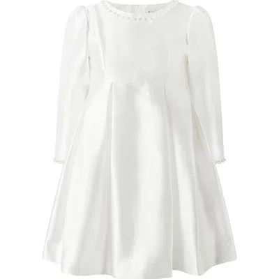Rachel Riley Kids'  Pearl Trim Princess Dress In White