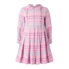 Rachel Riley Pink Check Pleated Dress In Pink