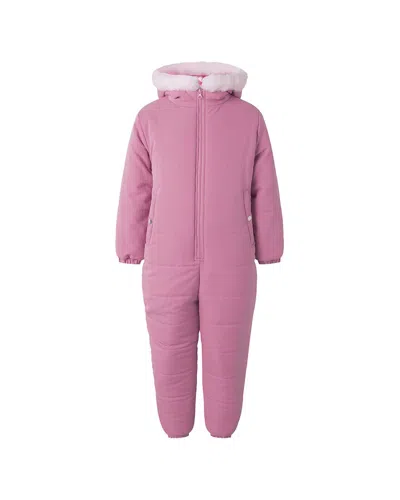 Rachel Riley Pink Faux Fur Trim Snowsuit In Purple