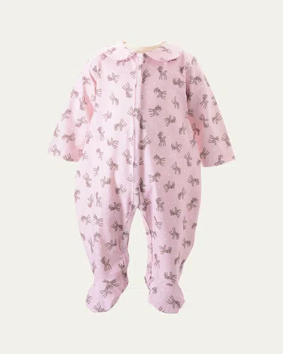 Rachel Riley Kids' Polka Dot Fawn Printed Footie In Pink