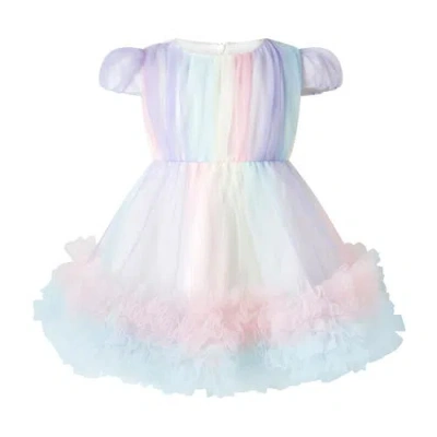 Rachel Riley Babies'  Rainbow Tulle Party Dress In Multi