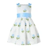 Rachel Riley Rose Embroidered Organza Dress In Blue