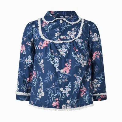 Rachel Riley Kids'  Rose Frill Blouse In Navy