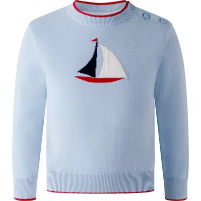 Rachel Riley Kids'  Sailboat Intarsia Sweater In Blue
