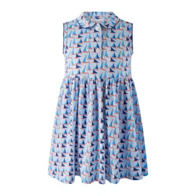 Rachel Riley Kids'  Sailboat Jersey Dress In Blue
