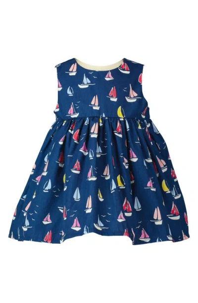 Rachel Riley Babies'  Sailboat Print Sleeveless Cotton Dress & Bloomers In Navy