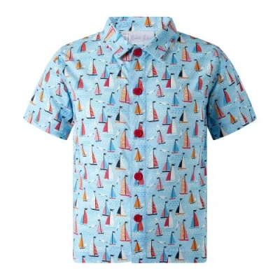 Rachel Riley Kids'  Sailboat Shirt In White