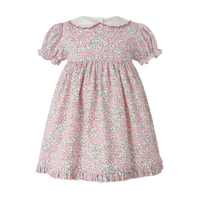 Rachel Riley Babies'  Scalloped Collar Floral Dress And Bloomers In Pink