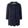 Rachel Riley Scalloped Dress Coat In Blue