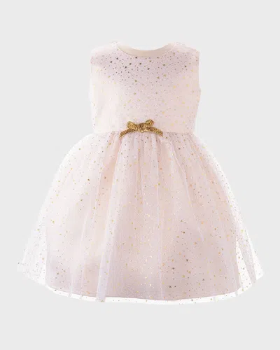 Rachel Riley Kids' Sparkle Star Tulle Dress In Gold
