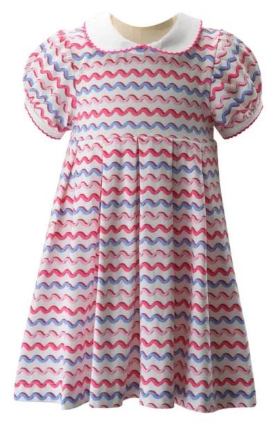 Rachel Riley Babies' Squiggle Stripe Cotton Dress In Pink Multi