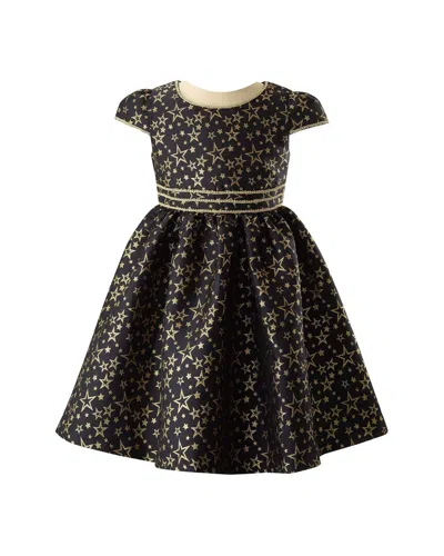 Rachel Riley Kids' Star Damask Dress In Black