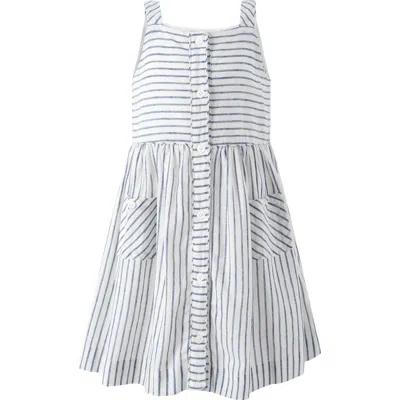 Rachel Riley Kids'  Stripe Button Front Sundress In Gray