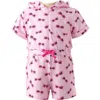 Rachel Riley Girl's Sunglasses Short-sleeve Hooded Playsuit In Pink