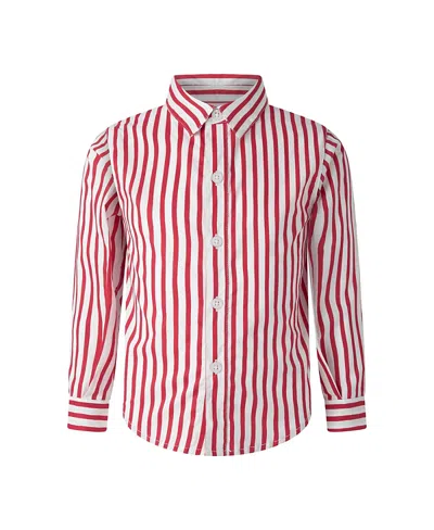 Rachel Riley Kids' Unisex Red Stripe Shirt In Multi