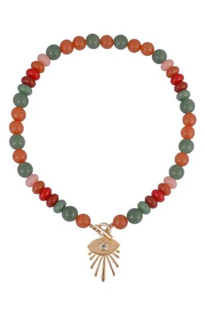 Rachel Roy Aventurine Evil Eye Pendant Necklace In Multi