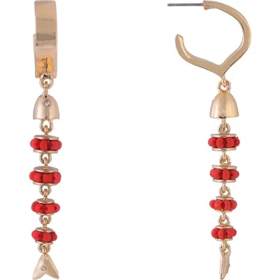 Rachel Roy Beaded Fish Drop Earrings In Gold