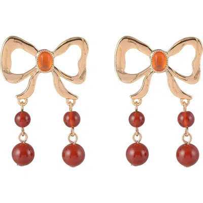 Rachel Roy Bow Drop Earrings In Gold