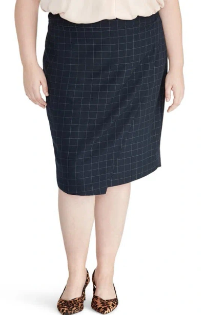 Rachel Roy Collection Windowpane Pencil Skirt In True Navy