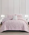 Rachel Roy Jacquard Puckered Botanical 3-pc. Comforter Set, Twin In Blush