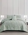 Rachel Roy Jacquard Puckered Botanical 4-pc. Comforter Set, Full/queen In Sage